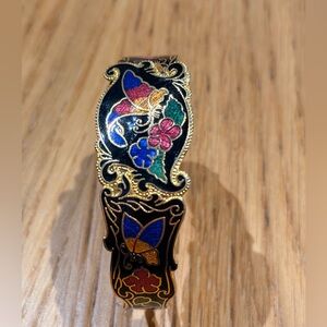 Vintage flower and butterfly cloisonné bracelet